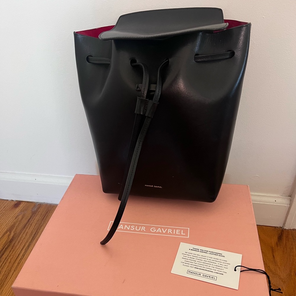Mansur Gavriel mini backpack in black/flamma